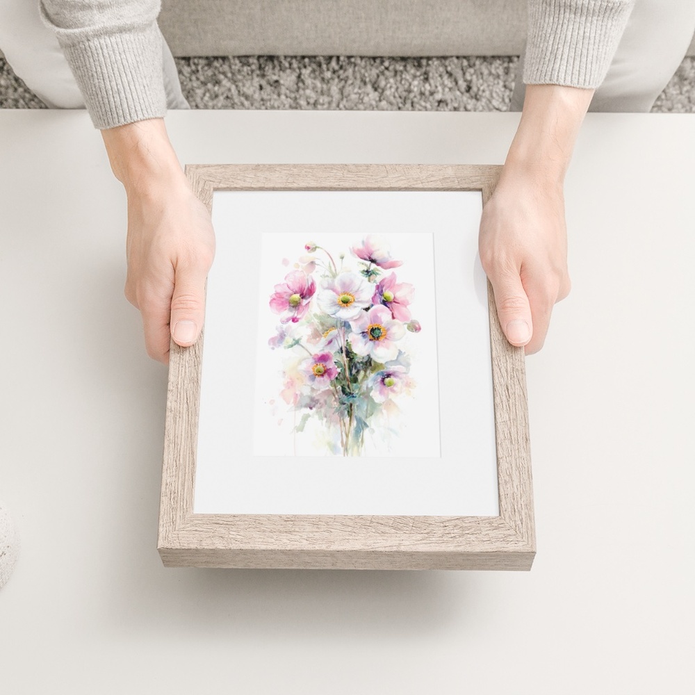 Watercolor Anemone Flowers Wall Art Illustration Print Poster Unframed - Picture 8 of 9
